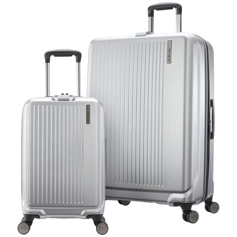 silver samsonite luggage.